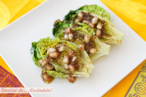 Cogollos a la plancha con salsa de miel y mostaza