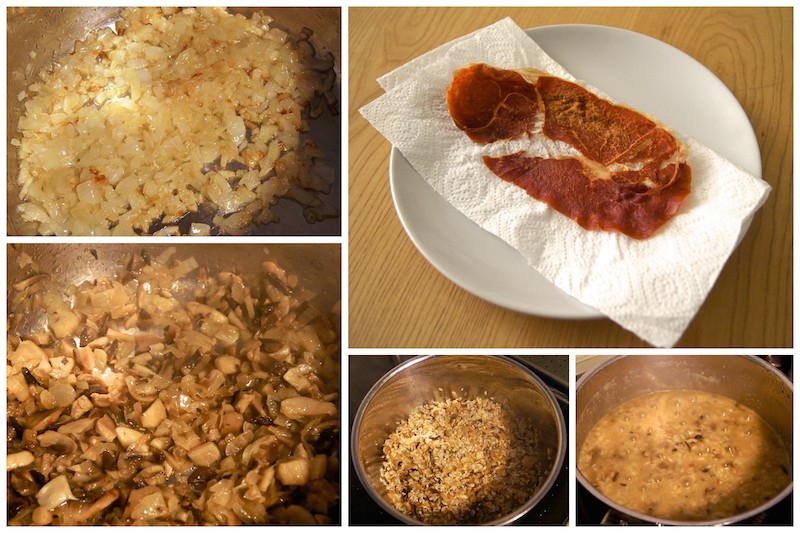 Receta de risotto de setas y crujiente de jamón