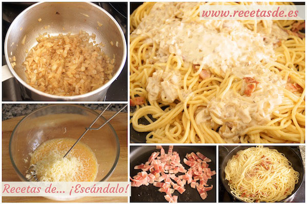 Cómo hacer espaguetis a la carbonara con nata