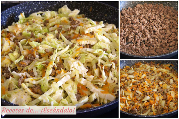 Como preparar el relleno de los rollitos de primavera caseros al horno