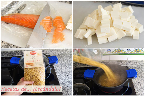 Preparacion de la receta de ensalada de pasta