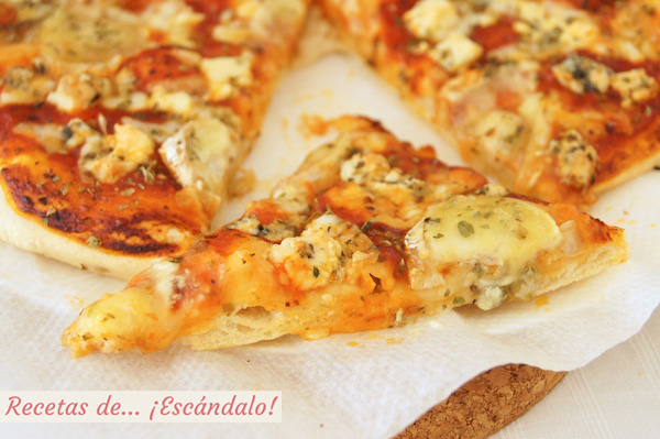 Receta de pizza 4 quesos con masa de pizza casera y facil