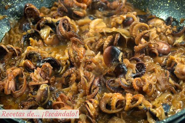 Receta de pulpitos encebollados