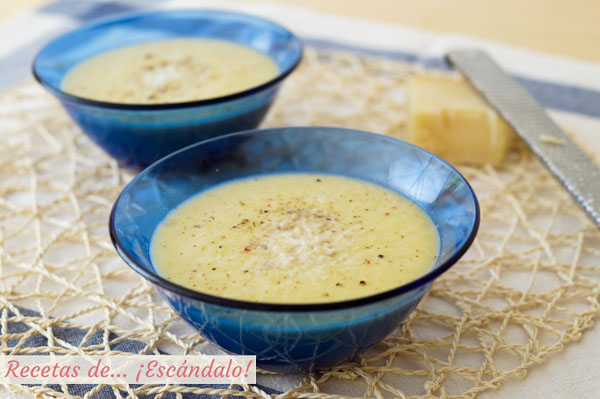 Pure de calabacin y puerros con queso