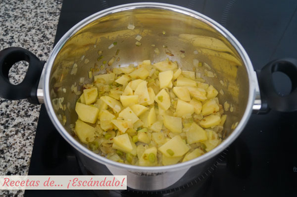 Cebolla, ajos tiernos y patata