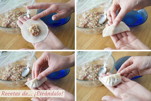 Como cerrar y darles forma a las gyozas o empanadillas japonesas