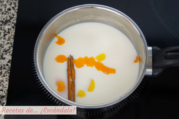Leche infusionada para la crema catalana