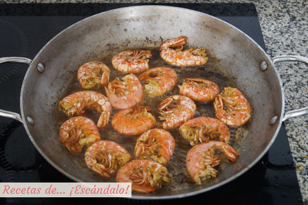 Gambas salteadas a la plancha
