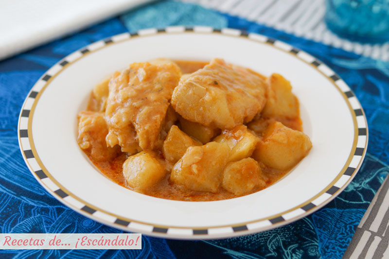 Patatas con bacalao. Receta de guiso de pescado