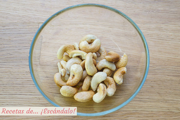 Anacardos tostados en microondas