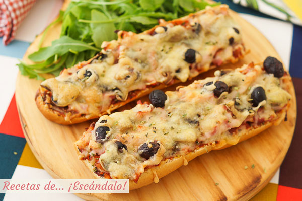 Como hacer pan pizza con bacon y champinones, una cena rapida, sencilla y rica