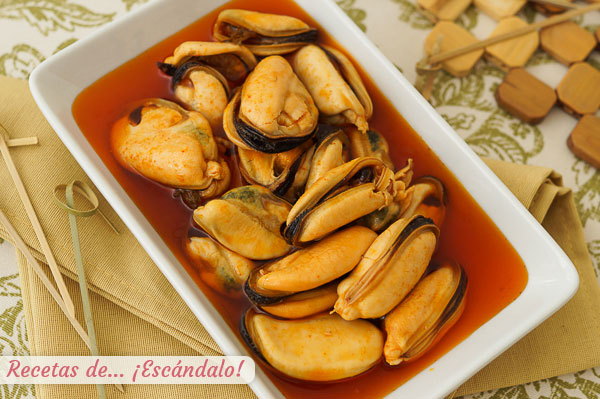 Como hacer mejillones en escabeche caseros. Receta de aperitivo muy facil y delicioso