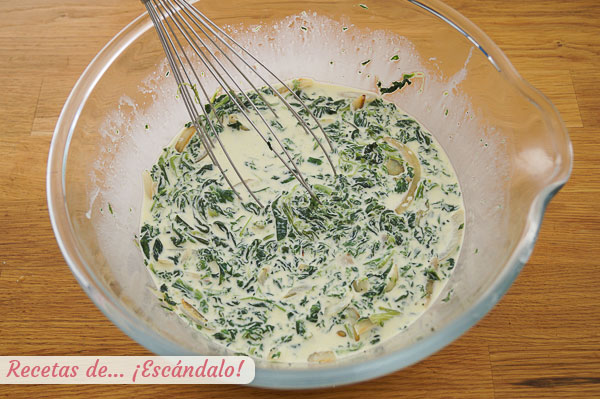 Relleno quiche espinacas y cebolla