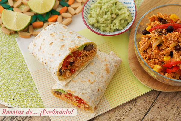 Como hacer burritos de pollo con frijoles, aguacate y verduras, riquisimos