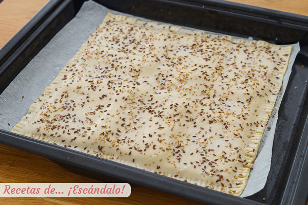 Hojaldre relleno de jamon y queso