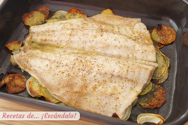 Lubina al horno a la espalda