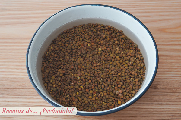 Lentejas pardinas a remojo