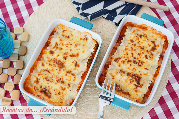 Como hacer canelones de atun con tomate y bechamel, sencillos y ricos