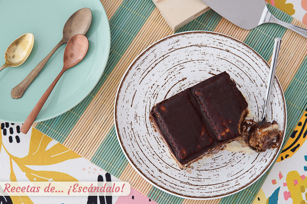 Como hacer tarta de la abuela en Thermomix con chocolate, galletas y natillas
