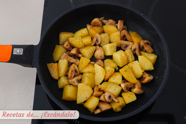 Guarnicion rodaballo patatas champinones