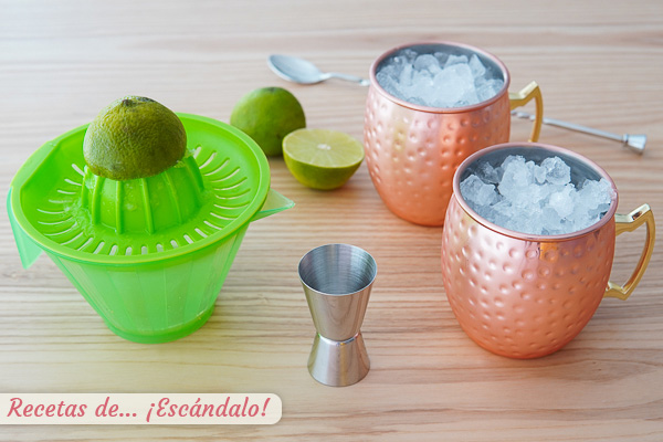 Hielo picado y vodka moscow mule