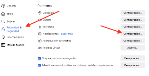 como cancelar suscripción notificaciones push en firefox paso 2