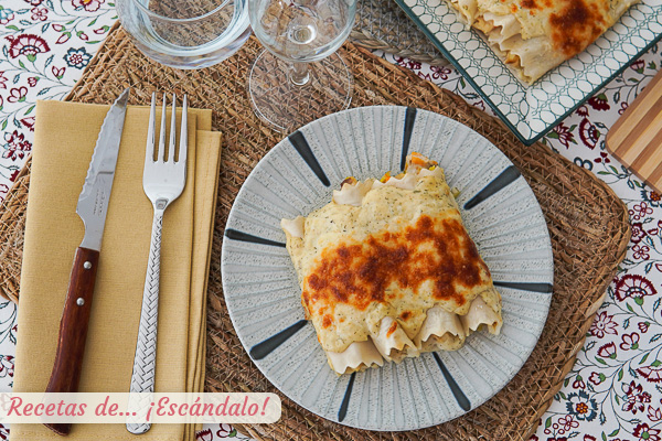 Como hacer canelones de marisco y pescado con bechamel de mostaza y eneldo