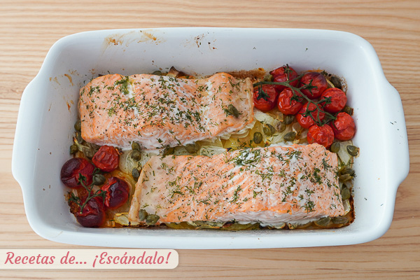 Salmon al horno con verduras